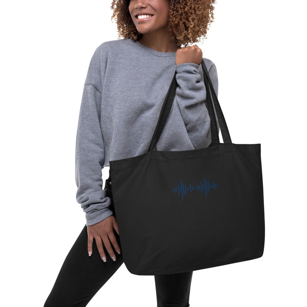 Large organic tote bag - Blue Logo