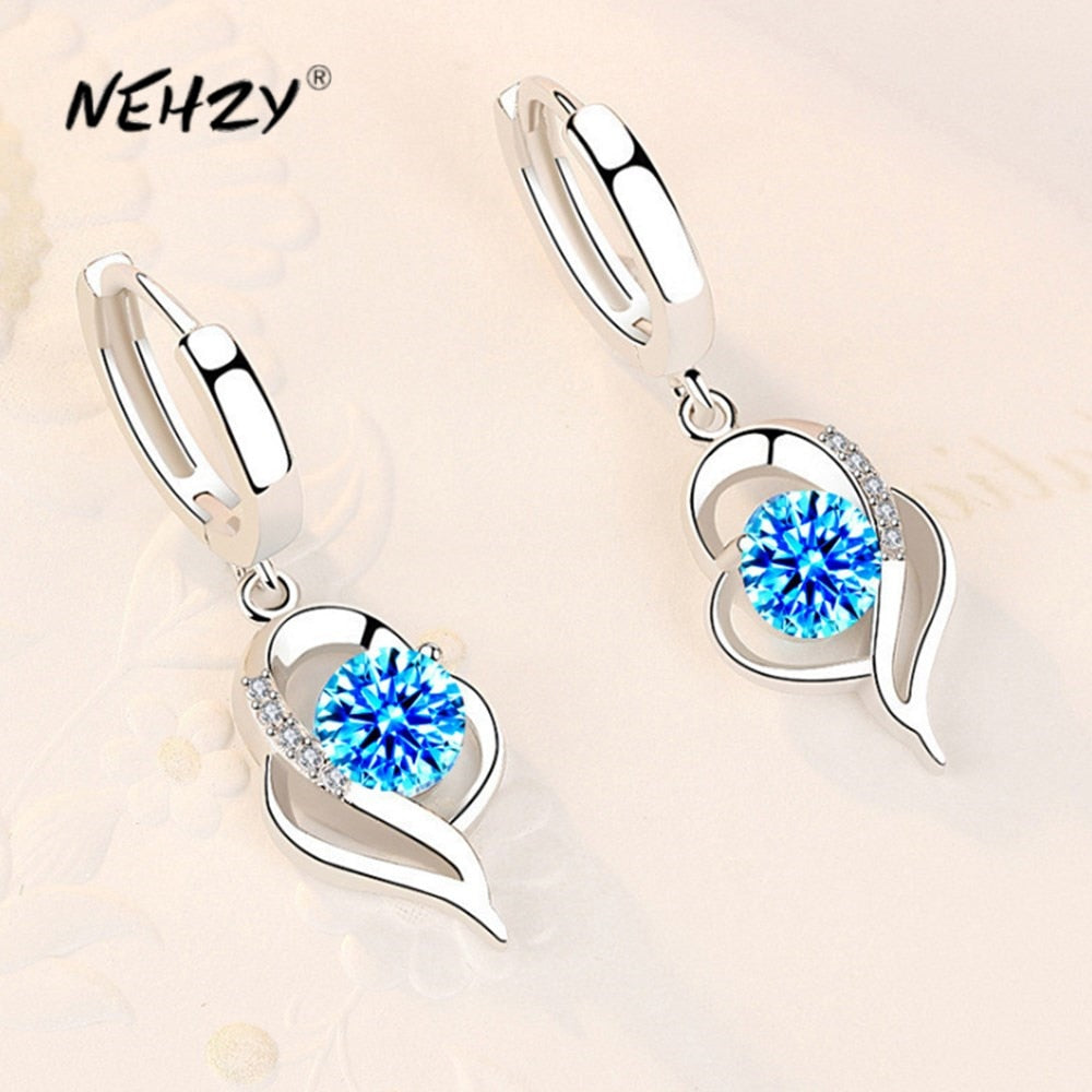 925 Sterling Silver High Quality Crystal Zircon Earrings