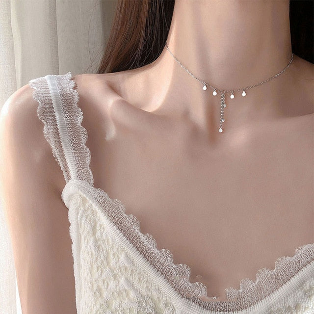 925 Sterling Silver Peach Heart Choker Necklace Choker Necklace