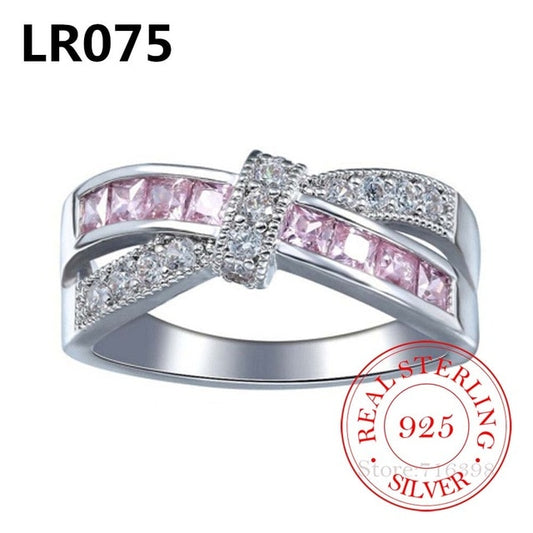 925 Sterling Silver Purple Crystal Anel De Prata Bijoux Ring