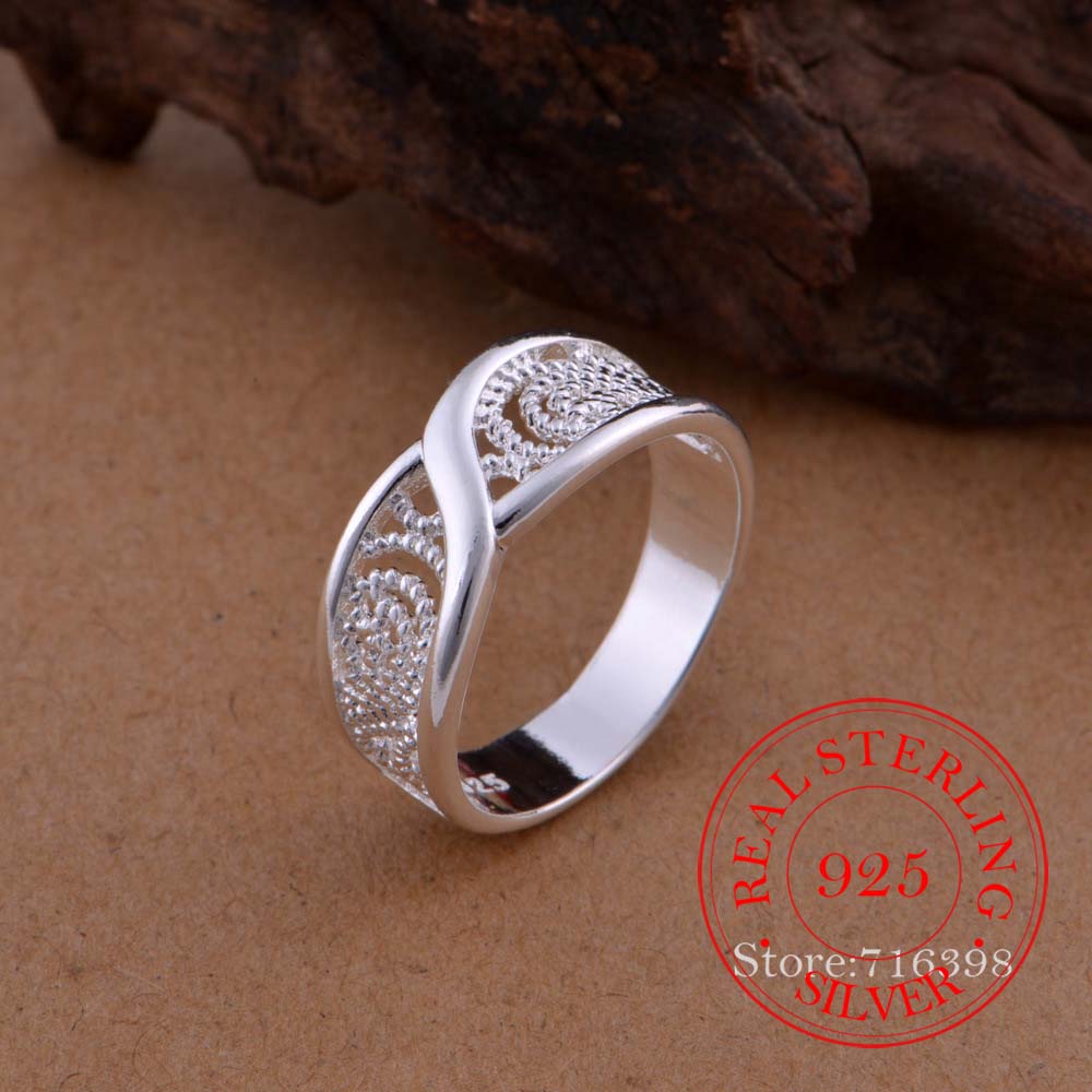 925 Sterling Silver Jewelry Vintage Pattern Anel De Prata Bijoux Ring