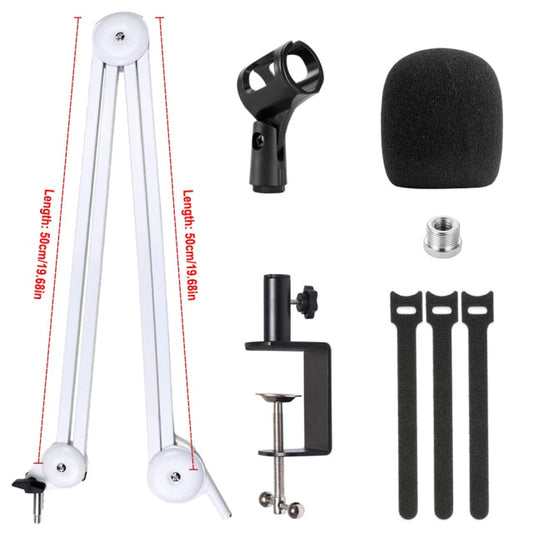 Microphone Boom Arm Stand Heavy Duty Adjustable -Built-in Mic Stand For Blue Yeti/Blue Snowball