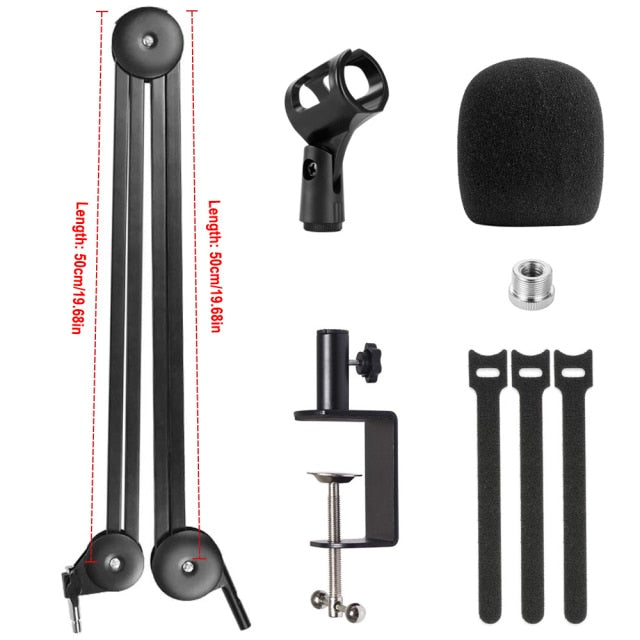 Microphone Boom Arm Stand Heavy Duty Adjustable -Built-in Mic Stand For Blue Yeti/Blue Snowball