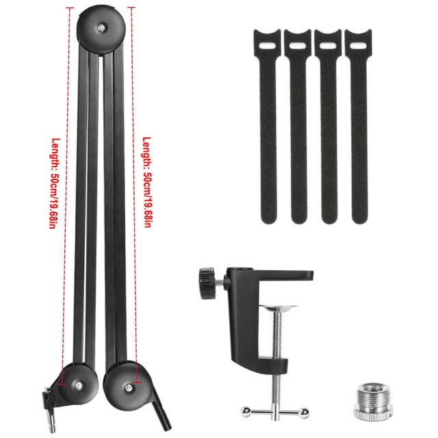 Microphone Boom Arm Stand Heavy Duty Adjustable -Built-in Mic Stand For Blue Yeti/Blue Snowball