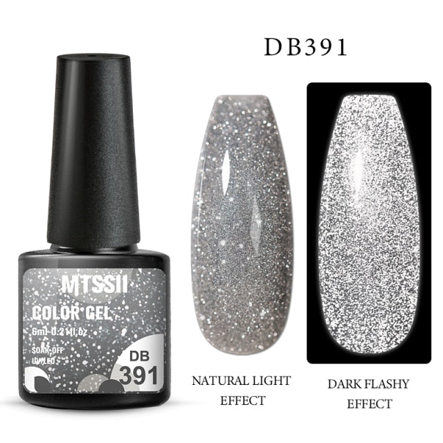 Reflective Glitter Gel Nail Polish (8Colors) Semi Permanent Soak Off UV Gel