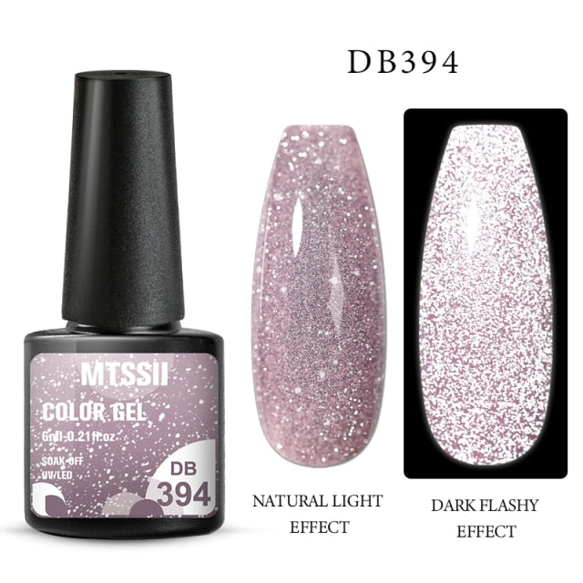 Reflective Glitter Gel Nail Polish (8Colors) Semi Permanent Soak Off UV Gel