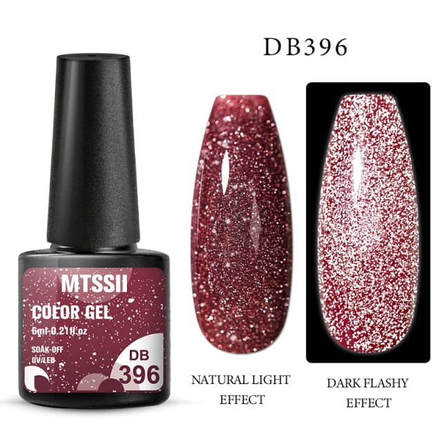 Reflective Glitter Gel Nail Polish (8Colors) Semi Permanent Soak Off UV Gel