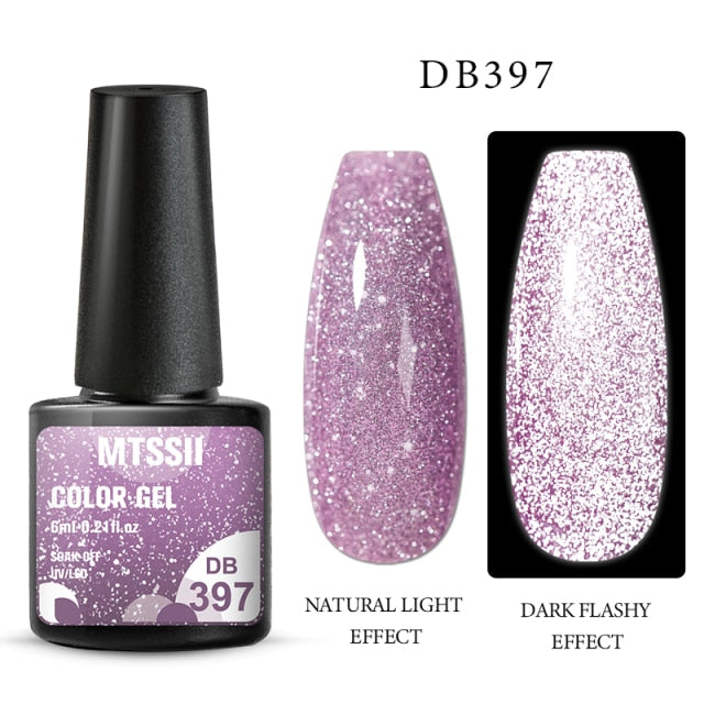 Reflective Glitter Gel Nail Polish (8Colors) Semi Permanent Soak Off UV Gel