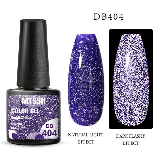 Reflective Glitter Gel Nail Polish (8Colors) Semi Permanent Soak Off UV Gel