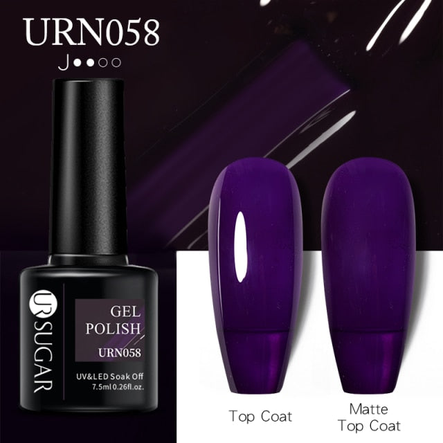 Dark Purple Gel Nail Polish Soak Off UV LED Semi Permanent Gel Varnishes (Matte Top Coat separate)