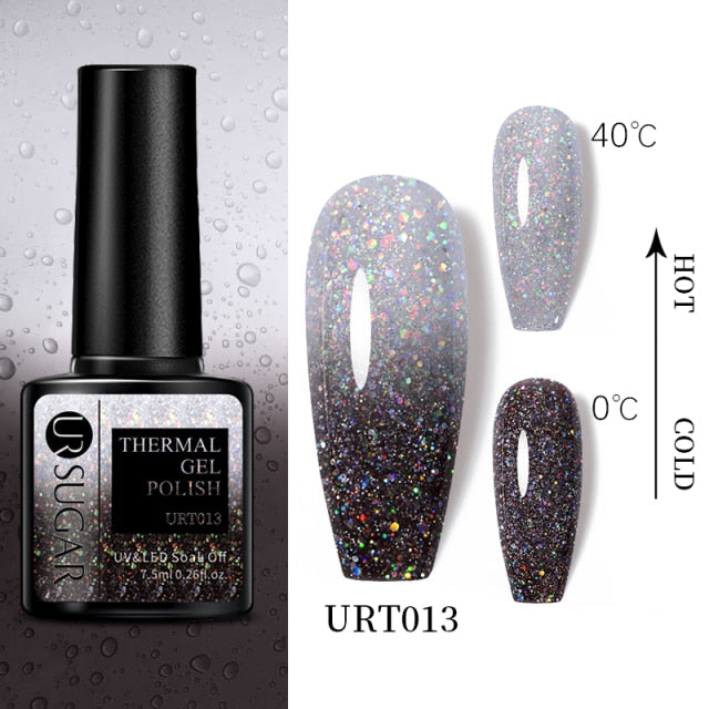 Thermal Ultra-thin Glitter (3 Colors/Soak Off) UV Gel Snowflake Temperature Color Change Gel