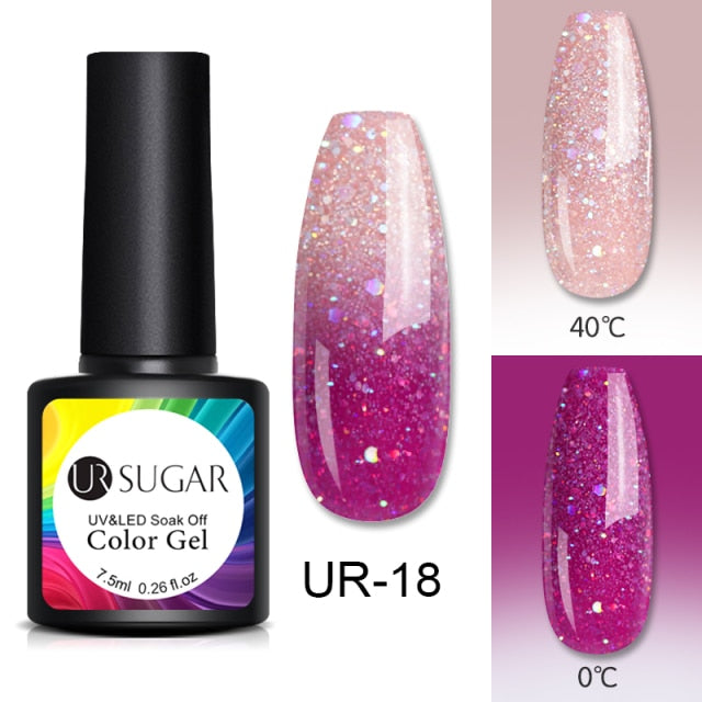 Thermal Ultra-thin Glitter (3 Colors/Soak Off) UV Gel Snowflake Temperature Color Change Gel