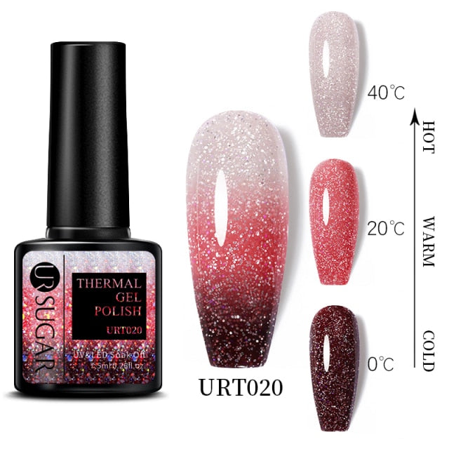 Thermal Ultra-thin Glitter (3 Colors/Soak Off) UV Gel Snowflake Temperature Color Change Gel