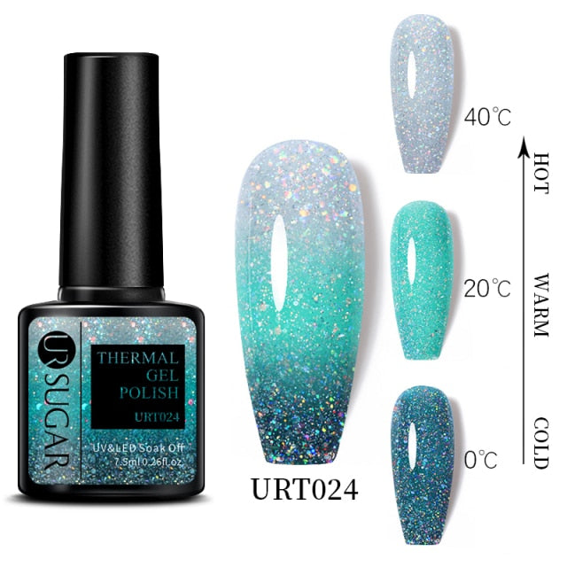 Thermal Ultra-thin Glitter (3 Colors/Soak Off) UV Gel Snowflake Temperature Color Change Gel