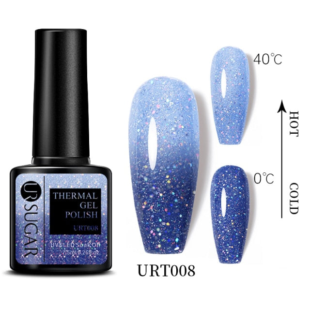 Thermal Ultra-thin Glitter (3 Colors/Soak Off) UV Gel Snowflake Temperature Color Change Gel