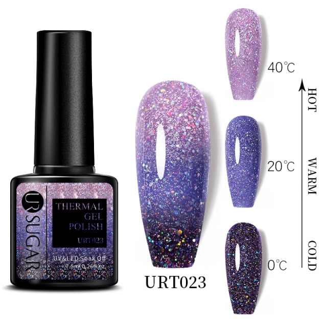 Thermal Ultra-thin Glitter (3 Colors/Soak Off) UV Gel Snowflake Temperature Color Change Gel