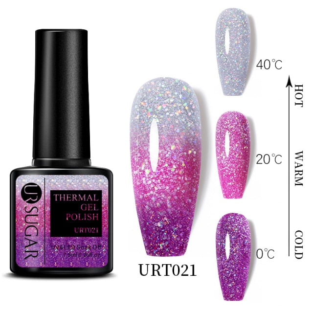 Thermal Ultra-thin Glitter (3 Colors/Soak Off) UV Gel Snowflake Temperature Color Change Gel