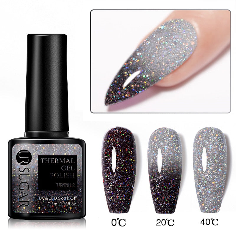 Thermal Ultra-thin Glitter (3 Colors/Soak Off) UV Gel Snowflake Temperature Color Change Gel