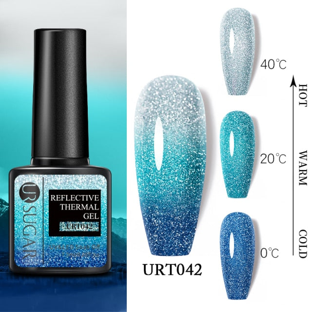 Thermal Ultra-thin Glitter (3 Colors/Soak Off) UV Gel Snowflake Temperature Color Change Gel