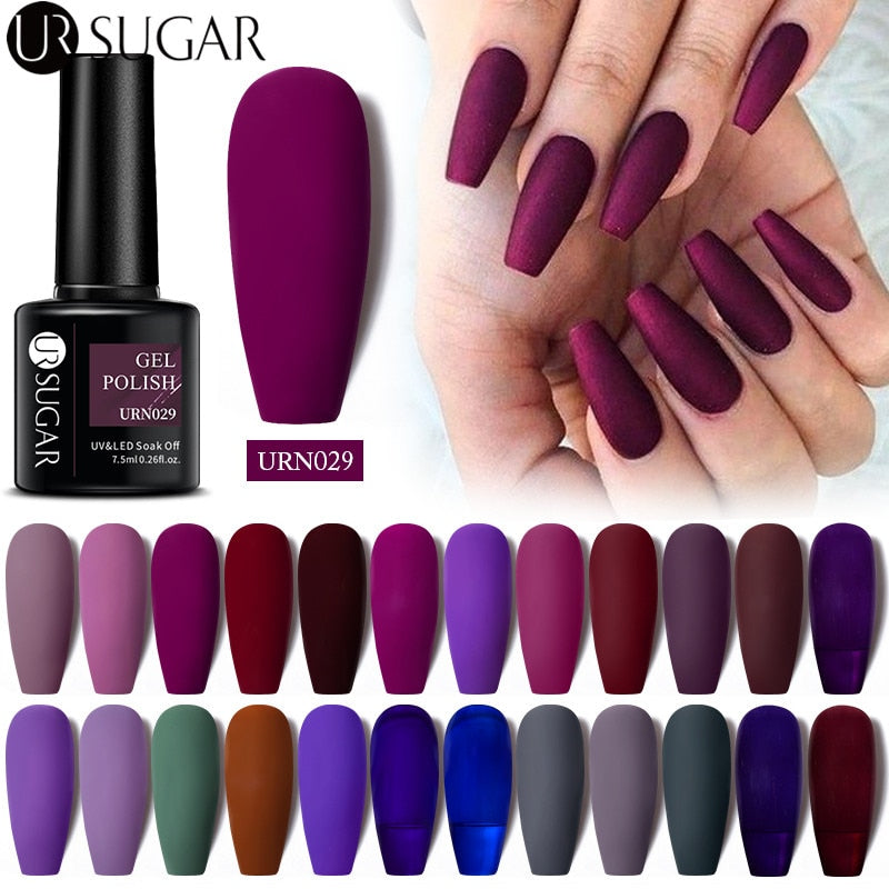 Dark Purple Gel Nail Polish Soak Off UV LED Semi Permanent Gel Varnishes (Matte Top Coat separate)