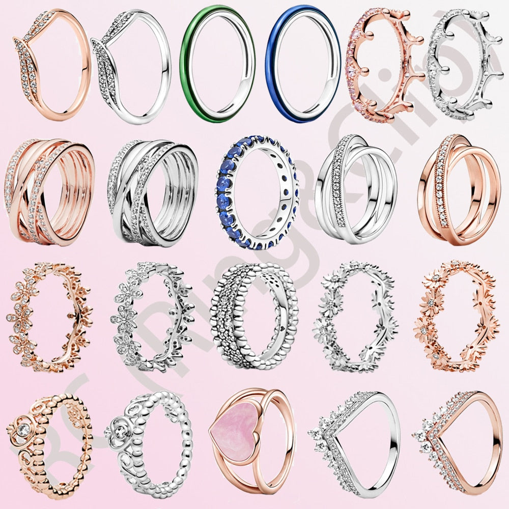 100% 925 Sterling Silver Princess Rings - various options